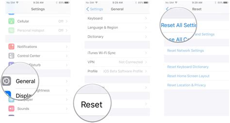 Resetting all settings on your iOS device