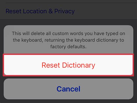 Resetting the Keyboard Dictionary