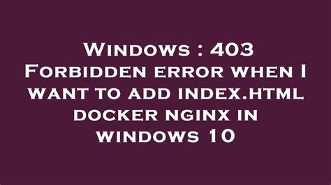 Resolving Access Denied Issue in Docker on Windows 8