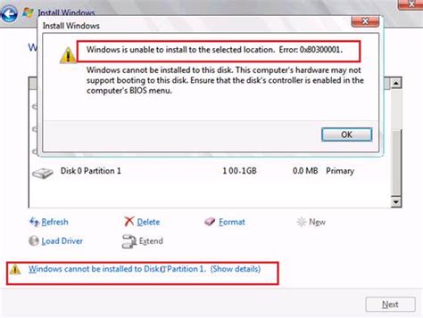 Resolving Error Messages During Partitioning