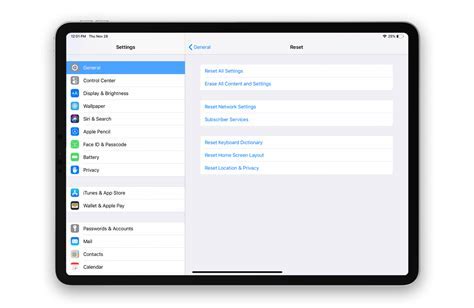 Restarting your iPad via the settings menu