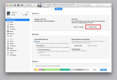 Restore your iPad using iTunes