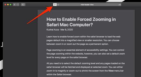 Safari Reader: A Simplified Reading Experience