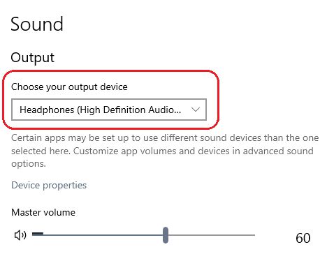 Selecting the Correct Audio Output on Your Device