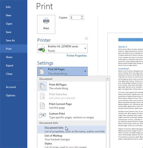 Selecting the Document for Print