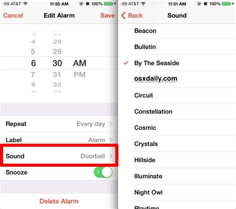 Setting a Sound Reminder: Step 2 - Selecting the Alarm Tab