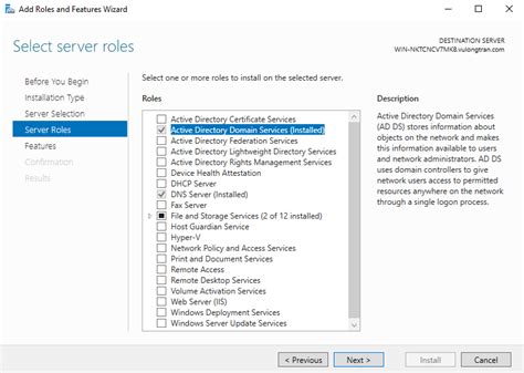 Setting up the Essential Role for Active Directory Domain Services