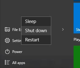 Shutting Down from the Settings Menu