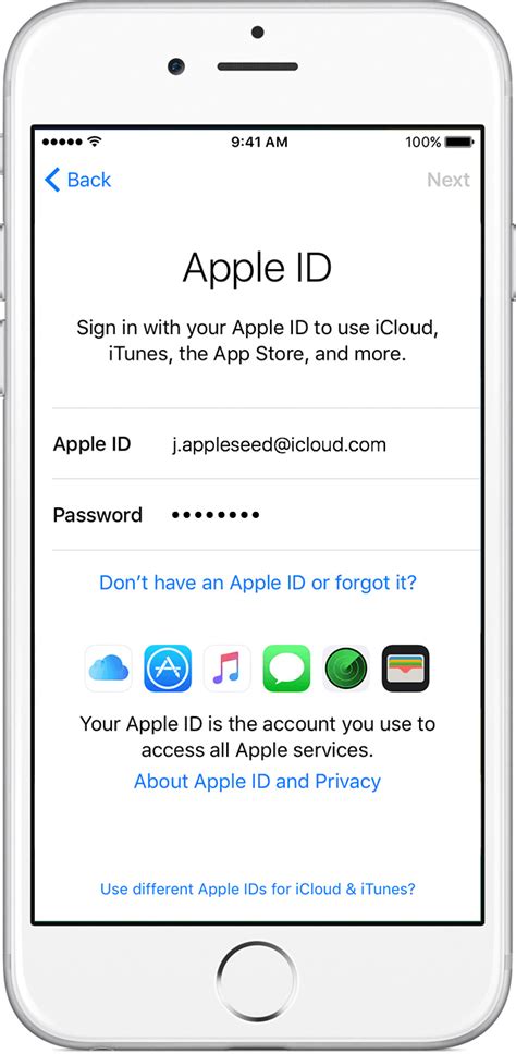 Sign in with your Apple ID and password