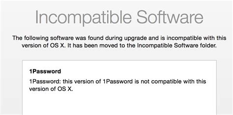 Software Incompatibilities