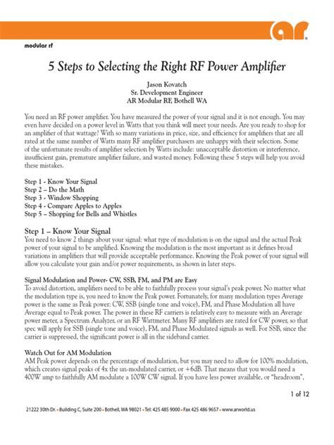 Step 1: Selecting the Appropriate Audio Signal Amplifier