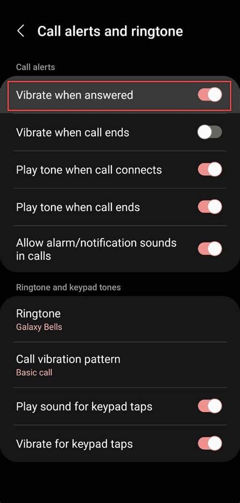 Step 3: Enabling Vibration for Calls and Notifications