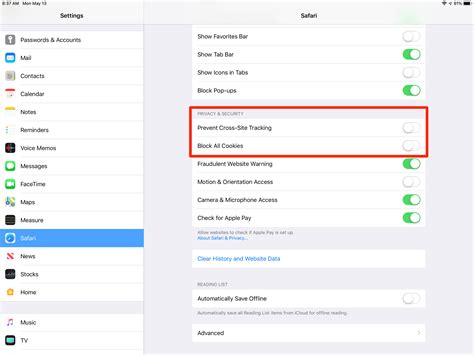 Step by step guide: Enabling cookies in Safari on iPad