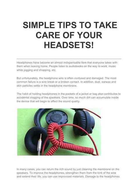 Taking Care of Your Headset