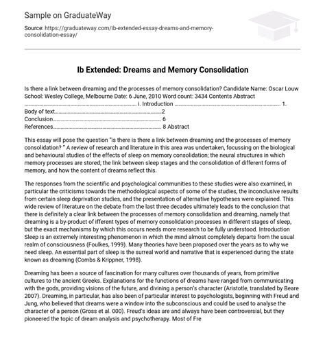 The Connection Between Dreaming and Memory Consolidation