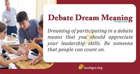 The Symbolic Meaning of Debating in Dreams