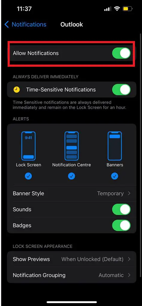 Turn off the "Allow Notifications" toggle