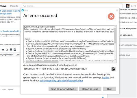 Understanding the System.InvalidOperationException Error in Docker on Windows 10