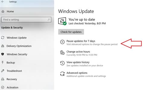 Updating Windows through the Settings Menu