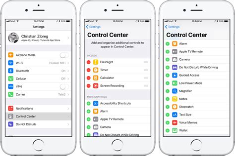 Using Control Center Settings