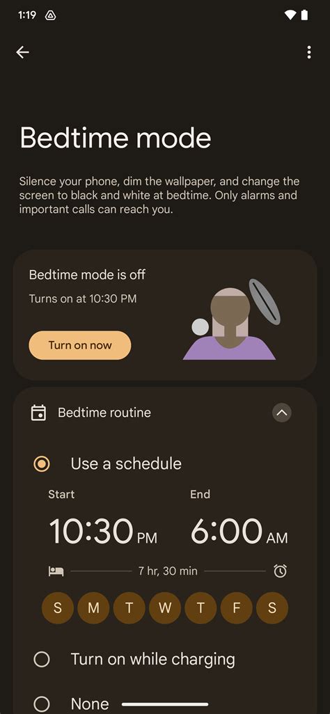 Utilizing Bedtime Mode