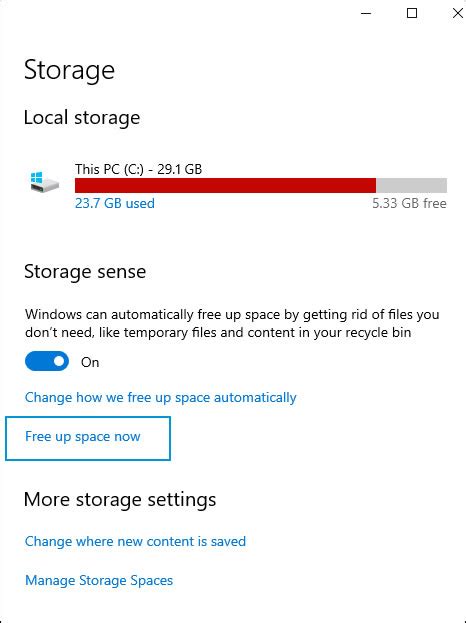 Utilizing System Tools and Settings to Free Up Additional Space