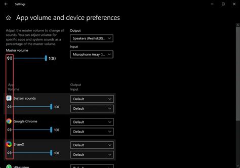 Volume and Mute Settings