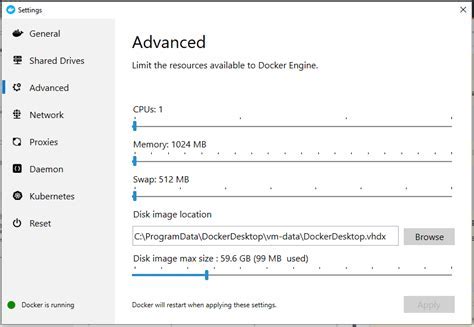 Why Am I Unable to Decrease the Maximum Storage Capacity in Docker on Windows 10?