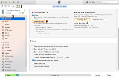 iTunes: The traditional way to backup